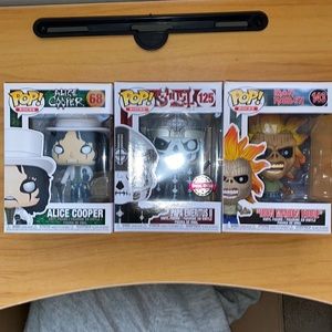3 pack/set Funko Pops! (Category: Rock) Alice Cooper, Iron Maiden Eddie,